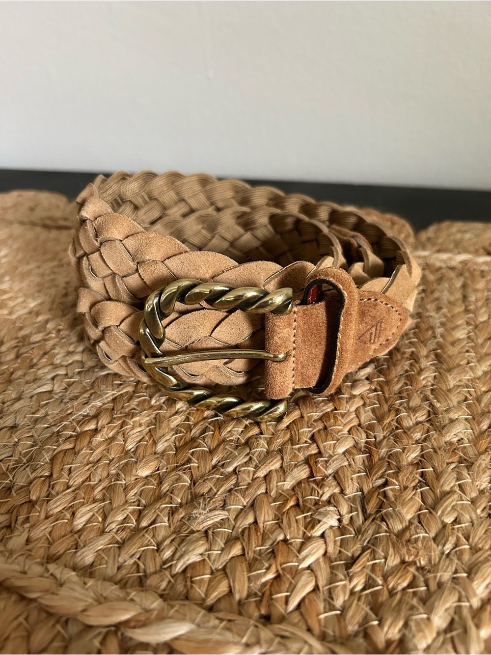 Alero Sport Milano Camel Woven Italian Suede Brass Buckle Belt XS/S Equestrian - Picture 2 of 8